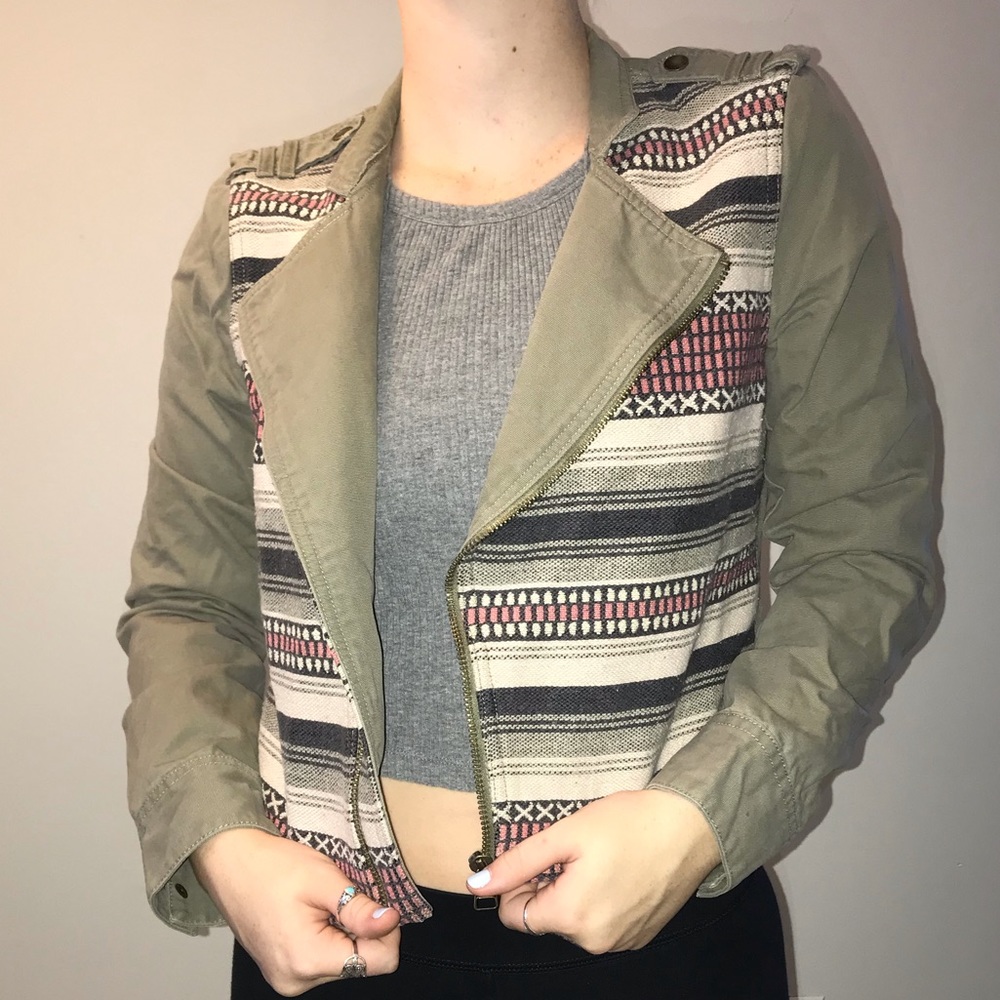 American Eagle tribal and green jacket